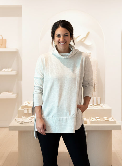 Gray Cowl Neck Tunic Top