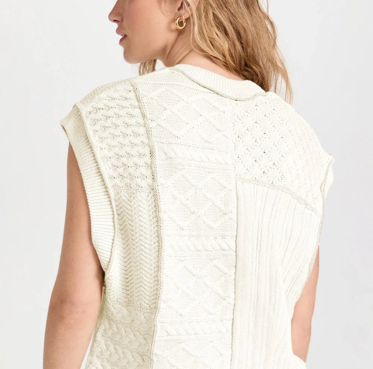 White Cable Knit Sweater Tank | Large