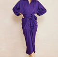 Purple Textured Button-Down Maxi Dress