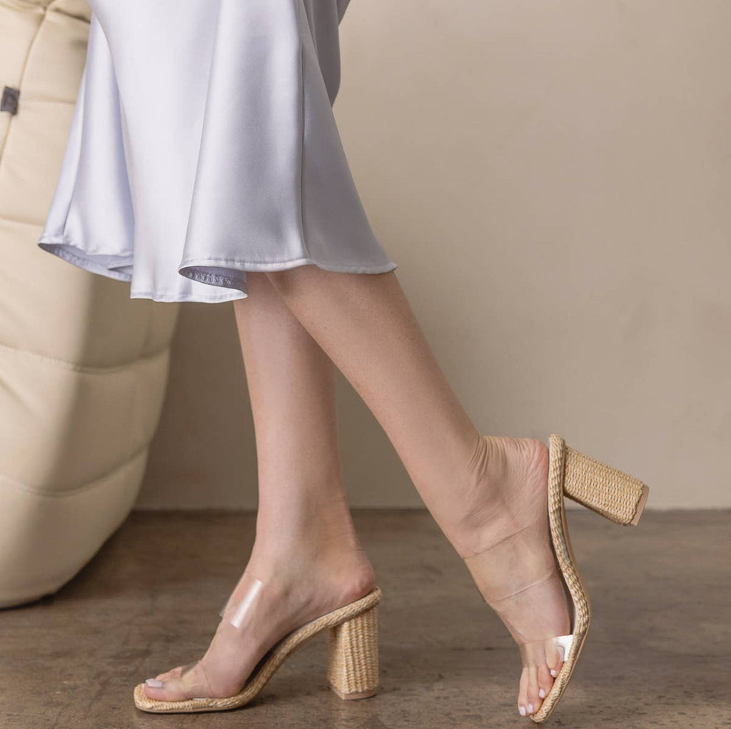 Oasis Society | The Francee, Double Strap Raffia Heel
