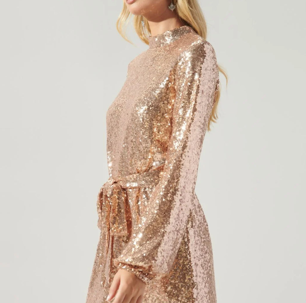 Sugarlips Shining Star Mock Neck Sequin Mini Dress