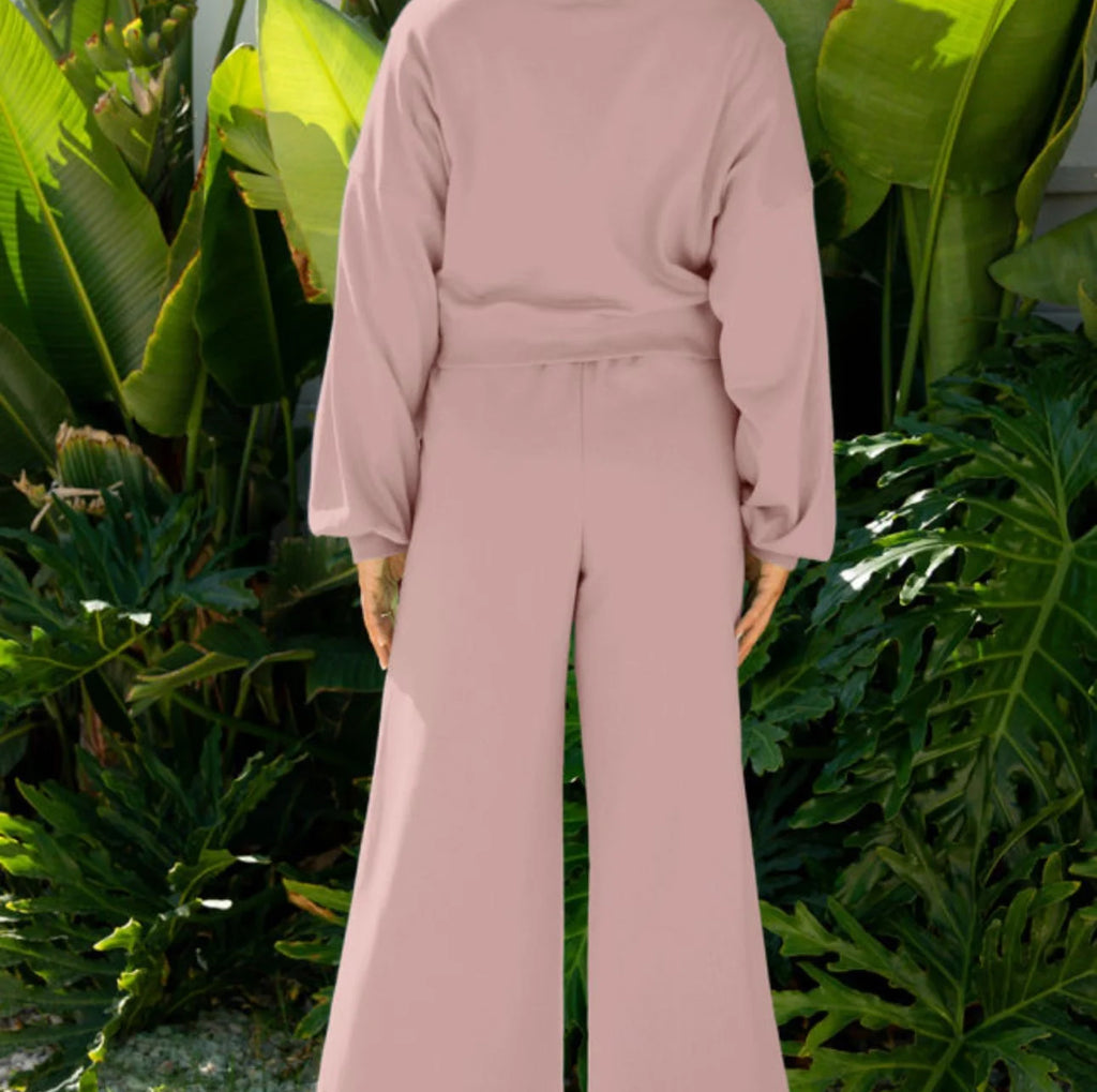 Light Pink Crop Pullover Lounge Set