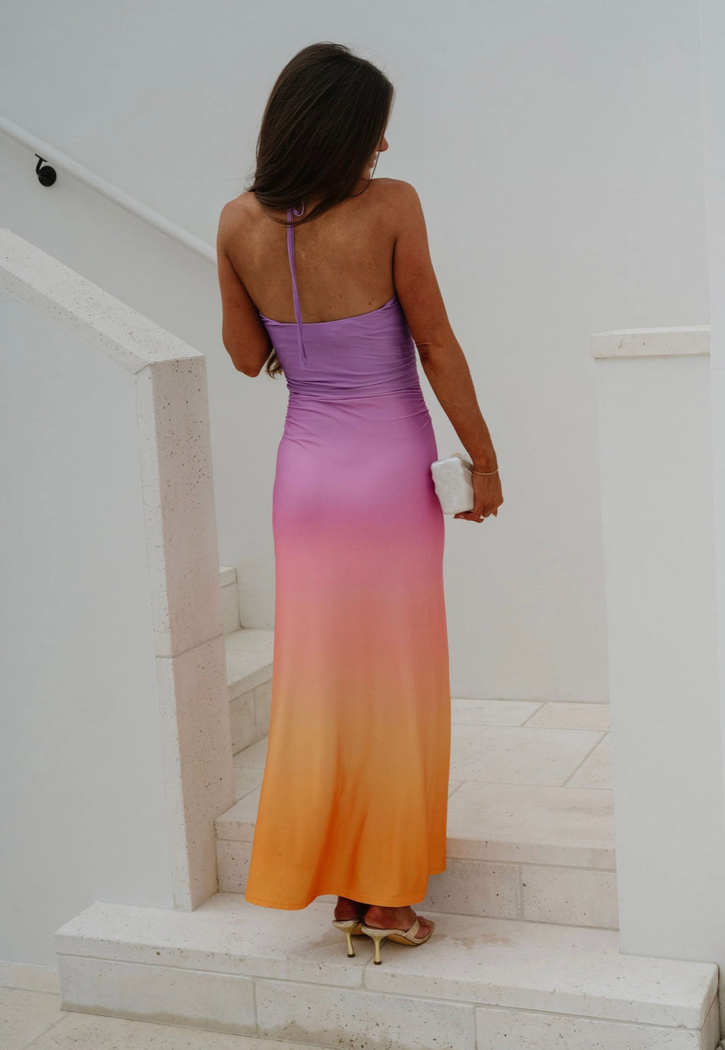 FORE | Ombre Halter Beaded Maxi Dress