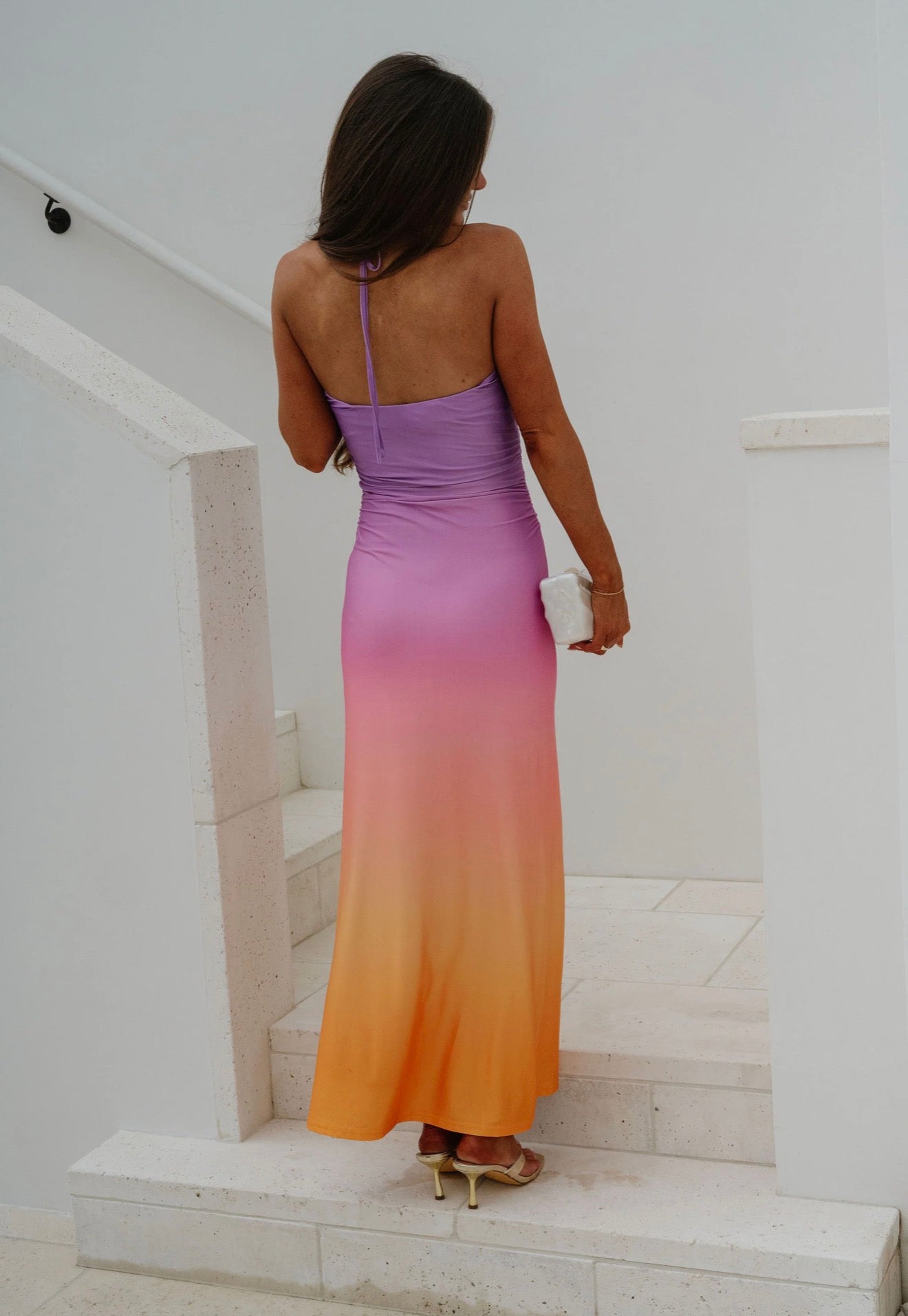FORE | Ombre Halter Beaded Maxi Dress