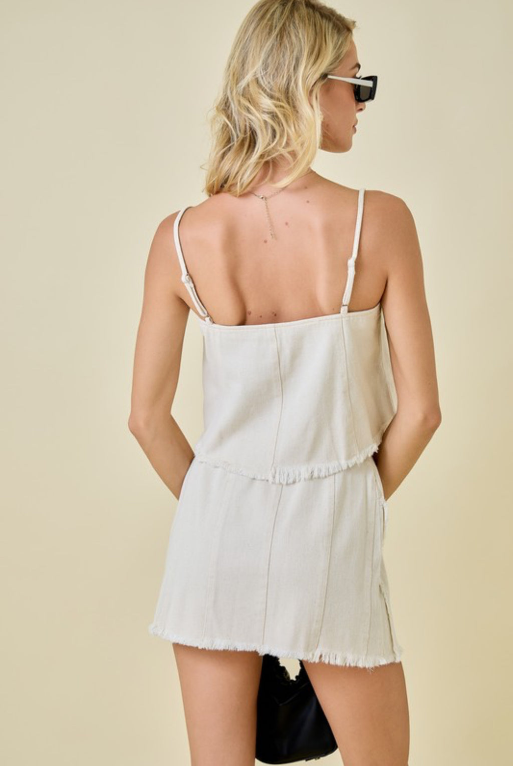 Oatmeal Denim Cami & Mini Skirt Set