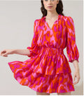 Sugarlips Floral Abstract Smocked Tiered Mini Dress
