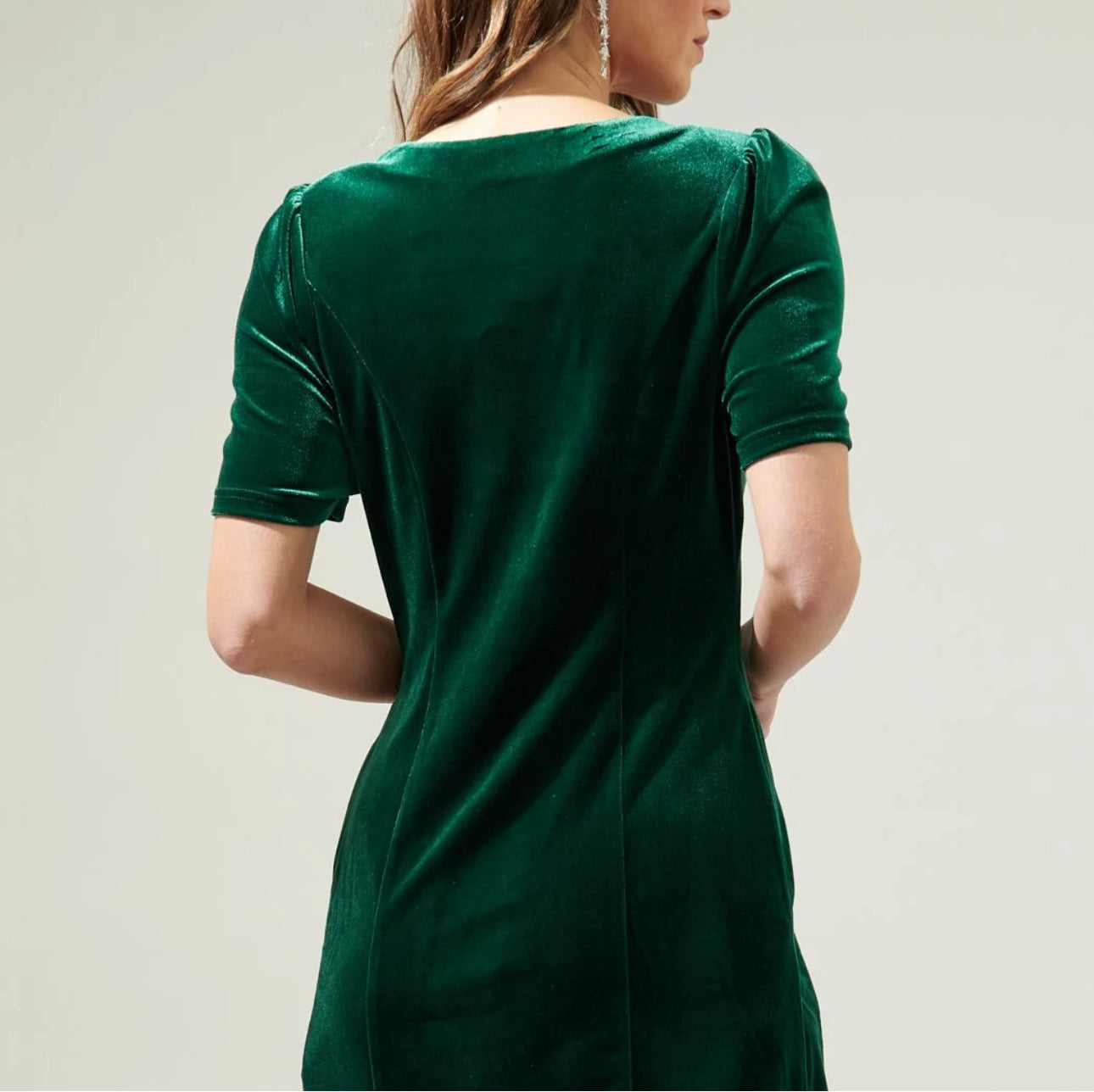 Sugarlips Emerald Velvet Button Mini Dress