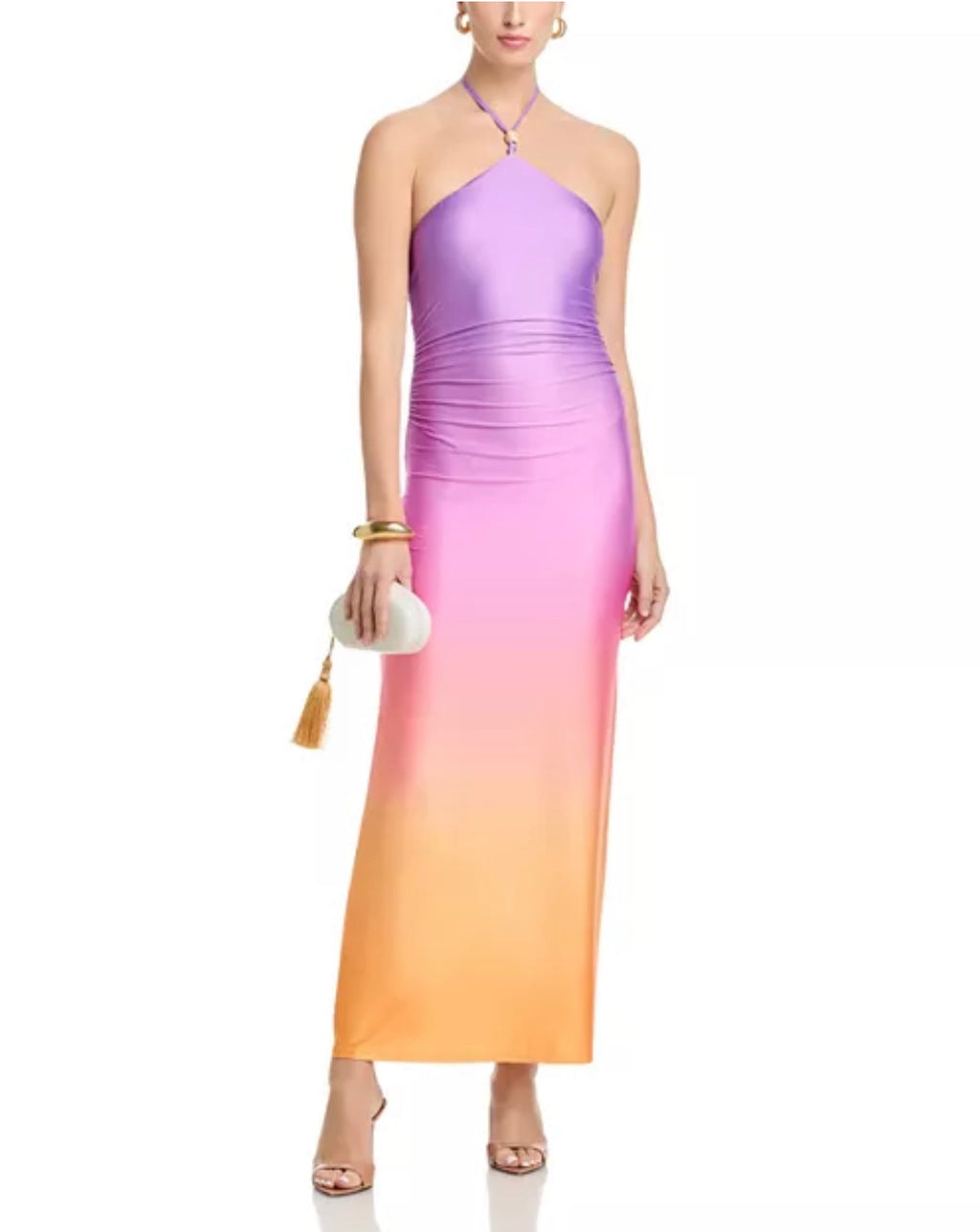 FORE | Ombre Halter Beaded Maxi Dress