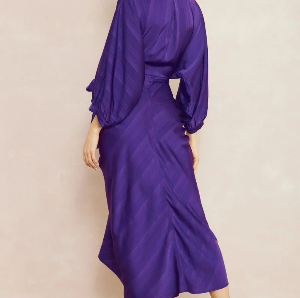 Purple Textured Button-Down Maxi Dress