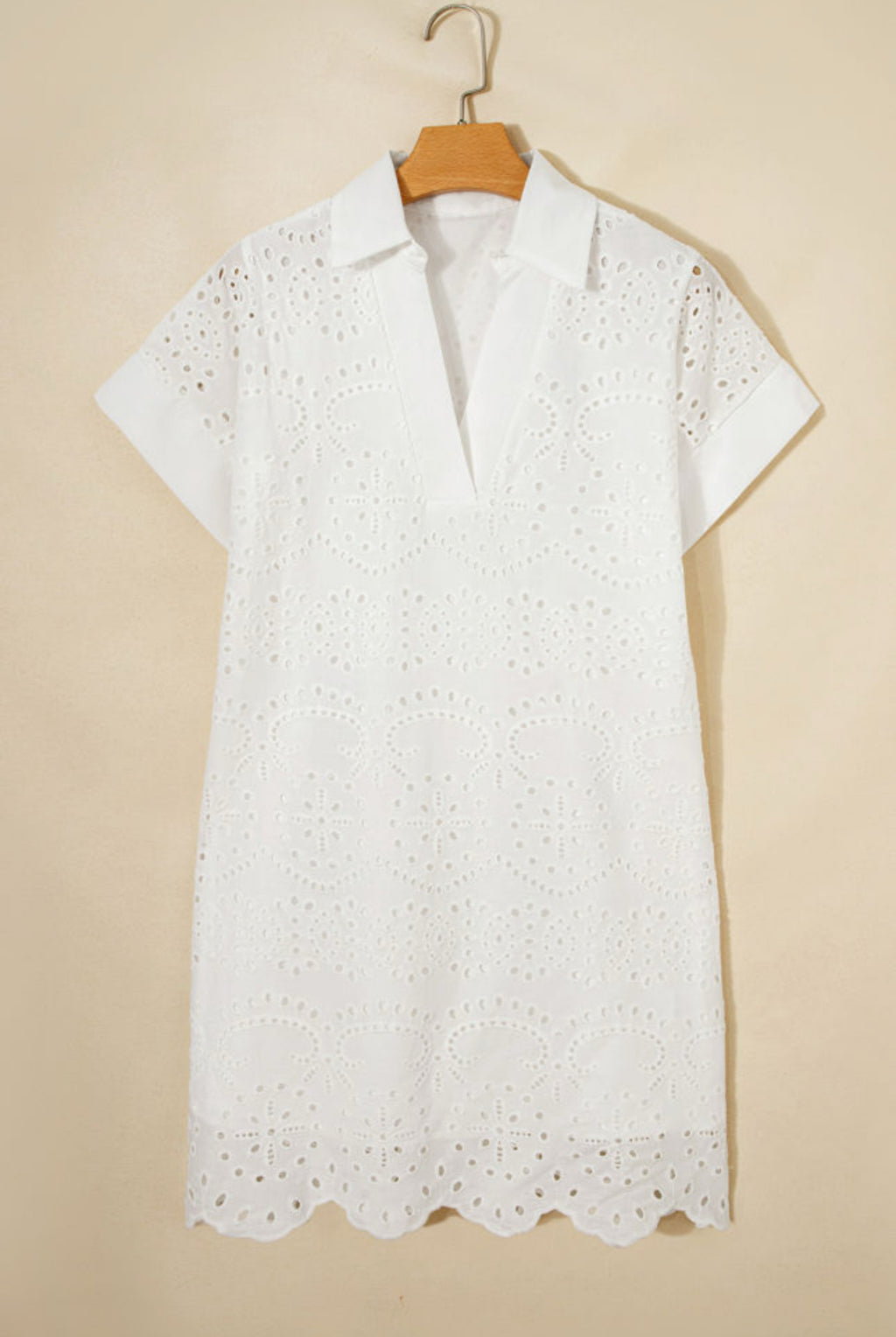 White Eyelet Embroidered Mini Dress