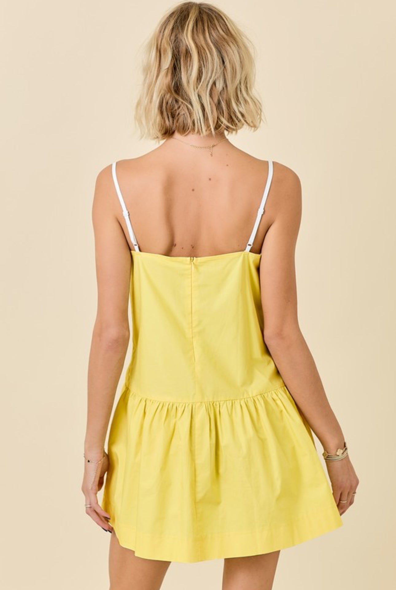 Yellow Drop Waist Dress with Contrast Knot Detail