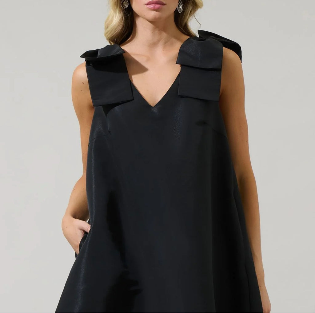 Sugarlips Black Bow Mini Dress (size down for a fitted look)