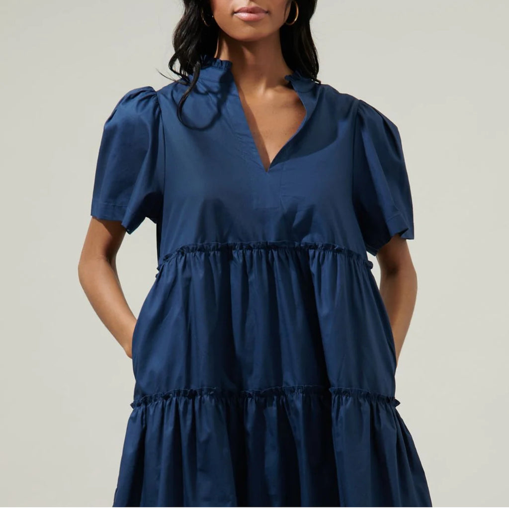 Sugarlips Navy Tiered Babydoll Dress