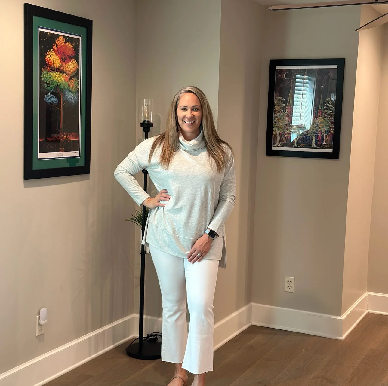 Gray Cowl Neck Tunic Top