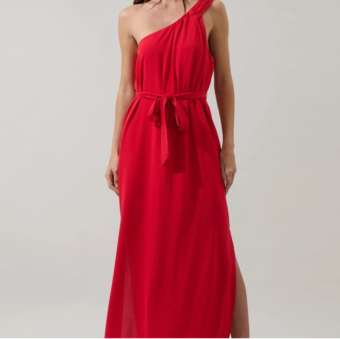 Sugarlips Red One-Shoulder Maxi (runs big, size down)