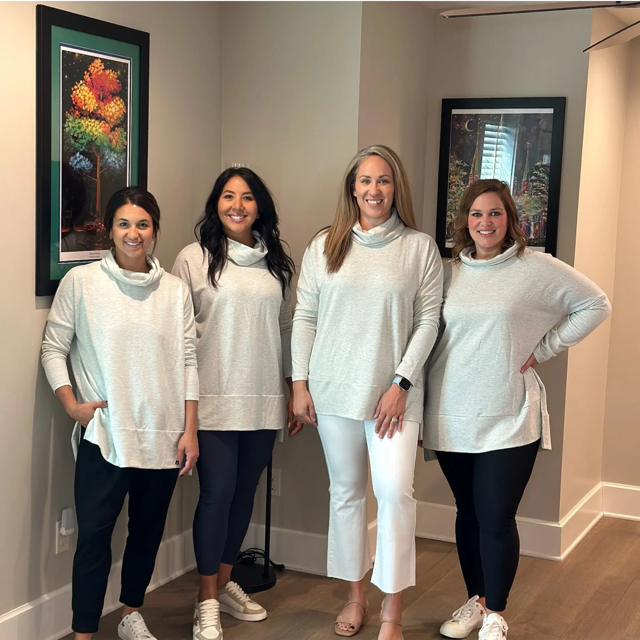 Gray Cowl Neck Tunic Top