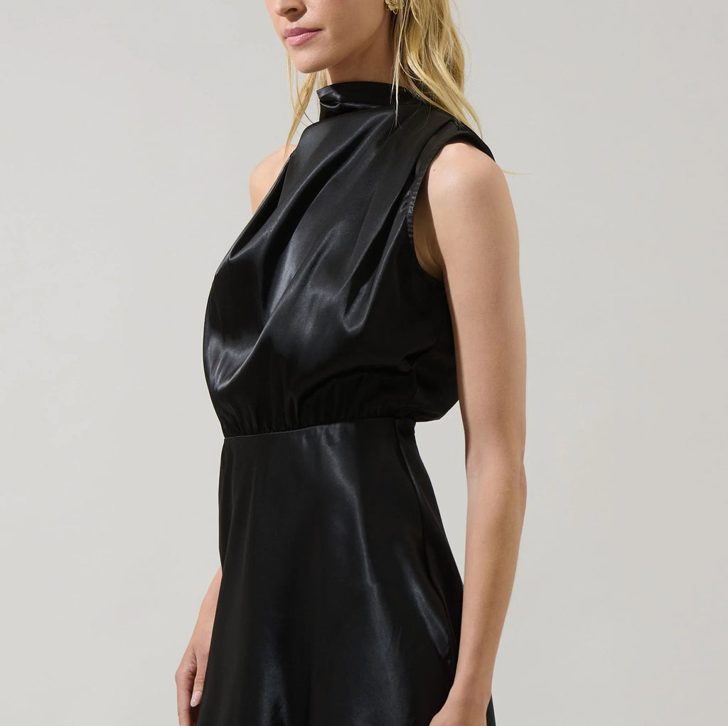 Sugarlips Black Satin Mini Dress