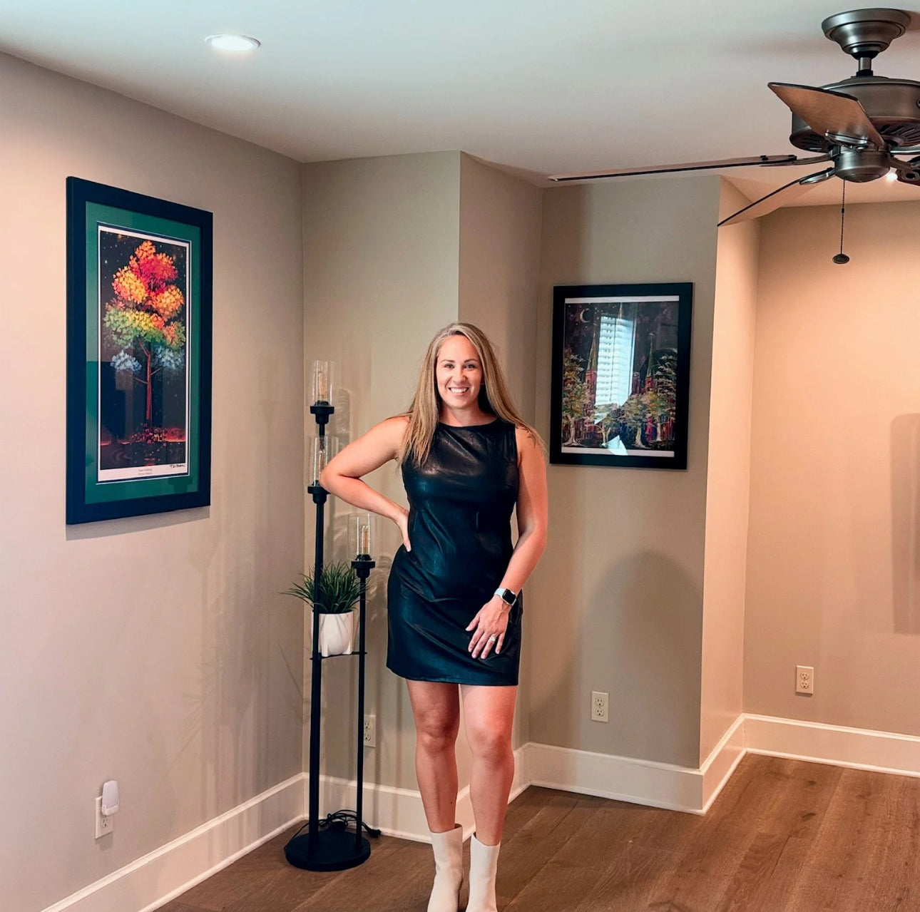Black Leather Sleeveless Mini Dress