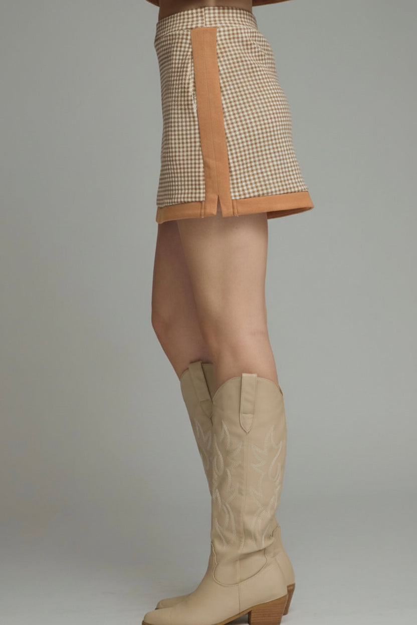 ENTRO | Camel Gingham Contrast Set