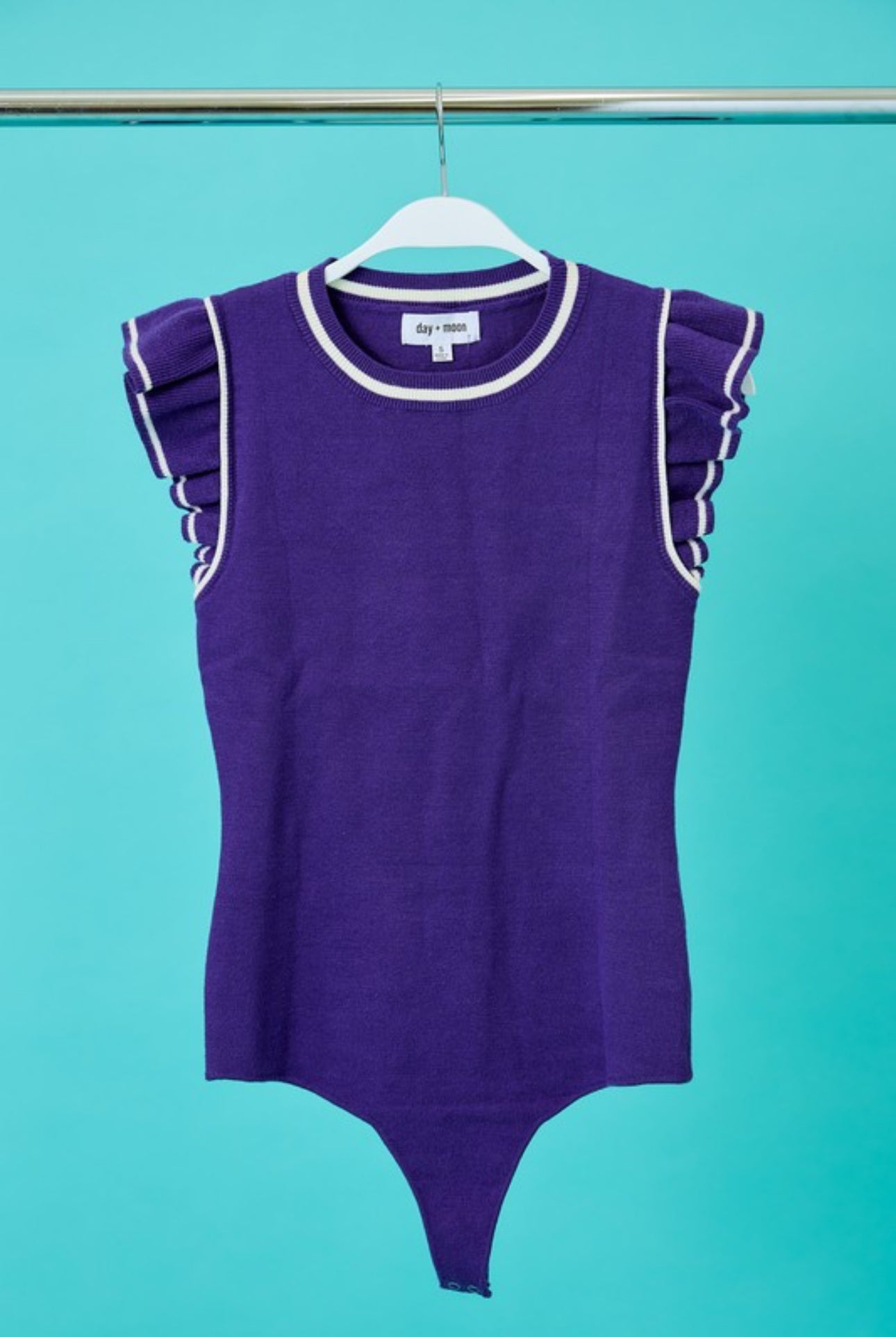 Purple Striped Sweater Bodysuit