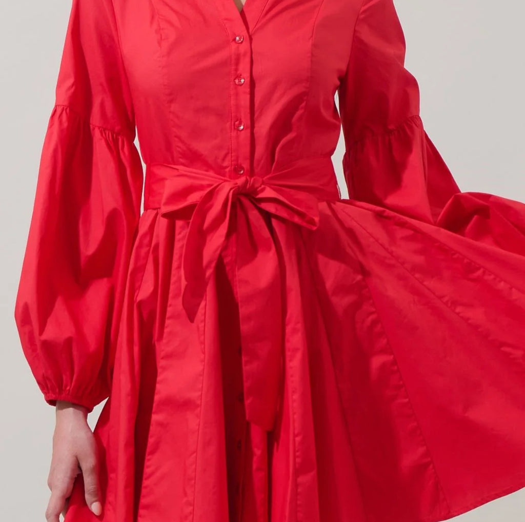 Sugarlips Red Button Down Mini Dress