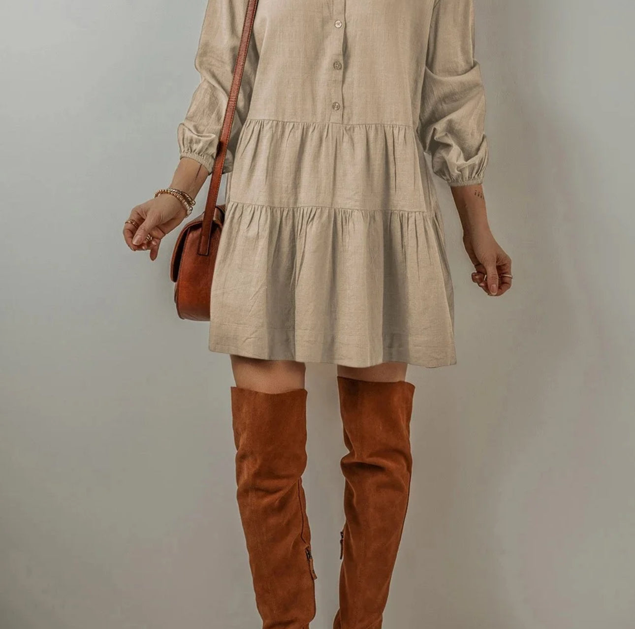 Tan Mini Dress | Large