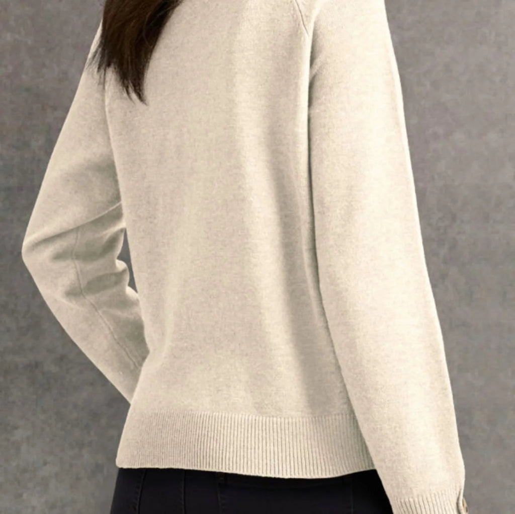 Cream Buttoned Bishop Sweater