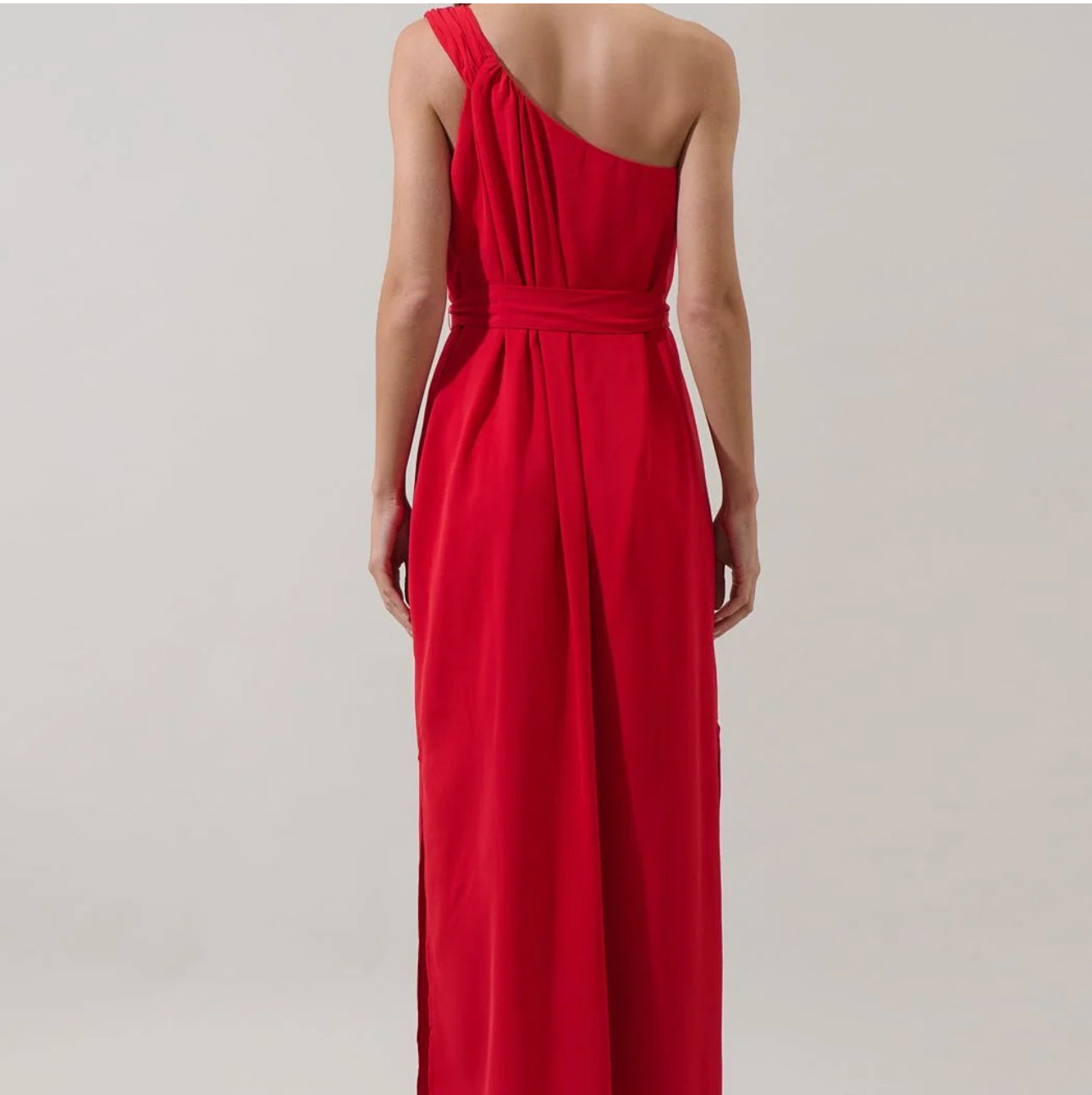 Sugarlips Red One-Shoulder Maxi (runs big, size down)