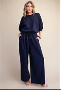 Glam | Bubble Sleeve Top and Wide Leg Pants Set