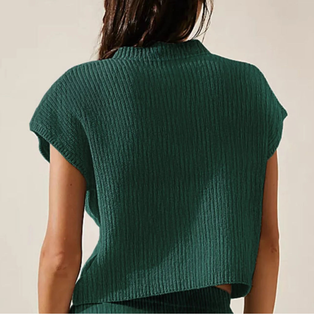 Green V-Neck Pocket Sweater Top | Large