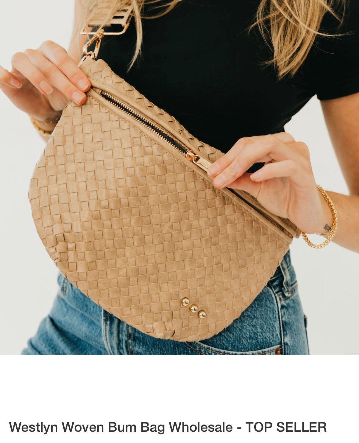 PreSale| Pretty Simple Westlyn Woven Bum Bag Wholesale - TOP SELLER: Tan