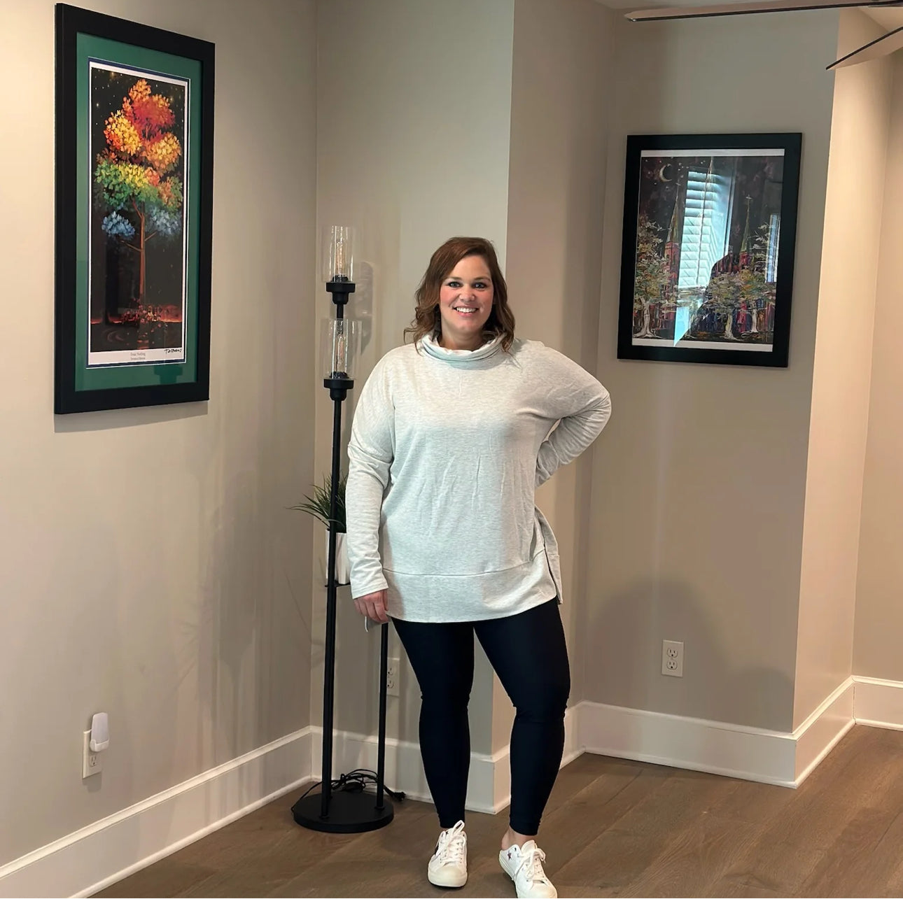 Gray Cowl Neck Tunic Top