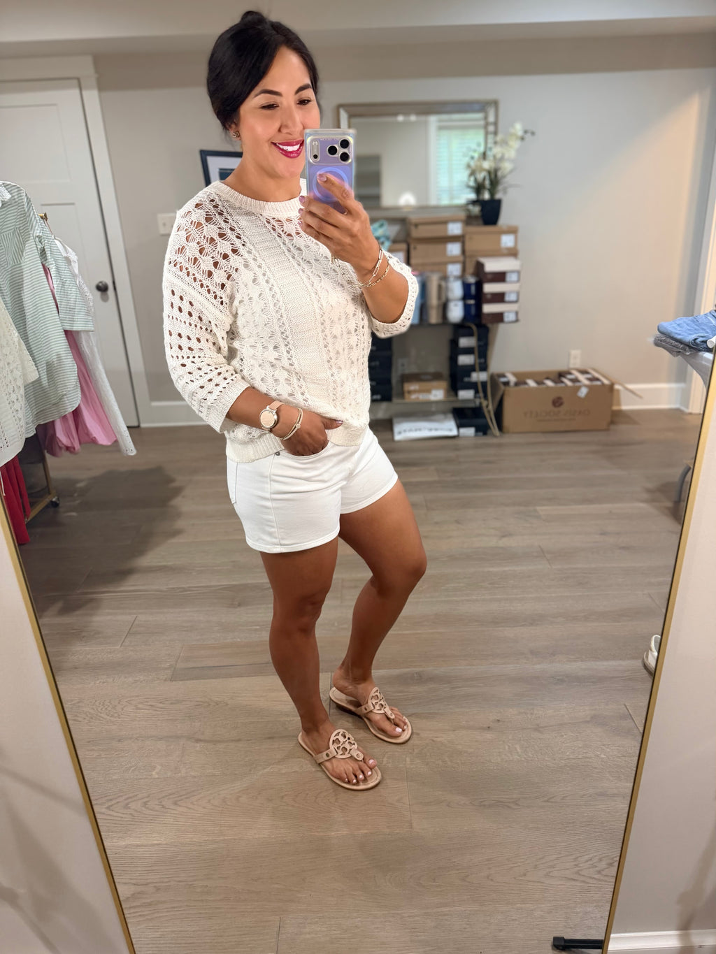 JBD White Classic Hem Shorts