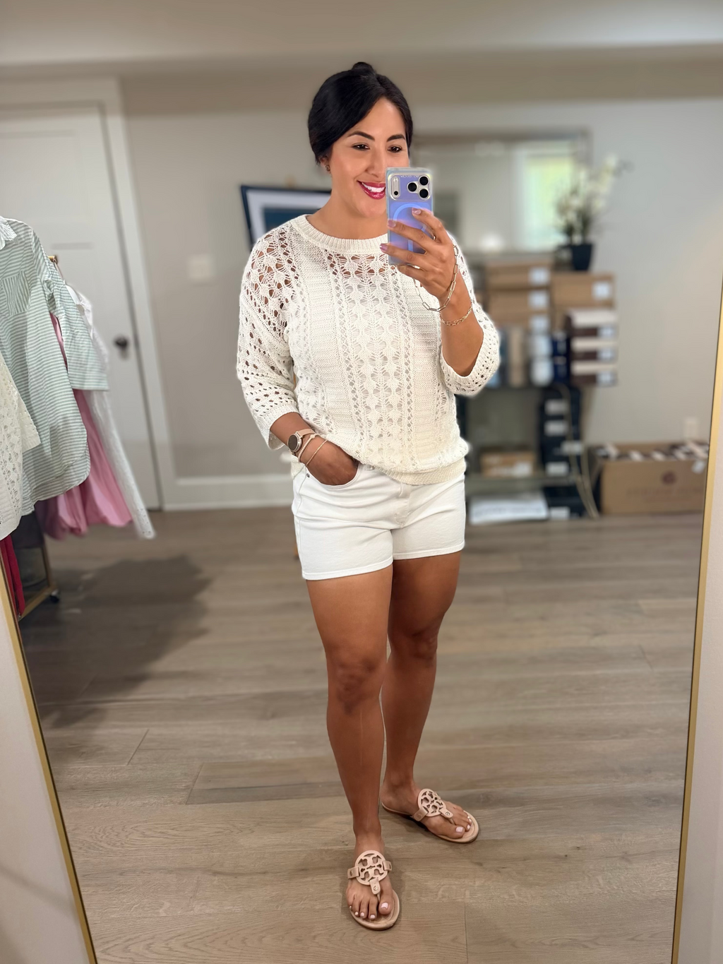 JBD White Classic Hem Shorts