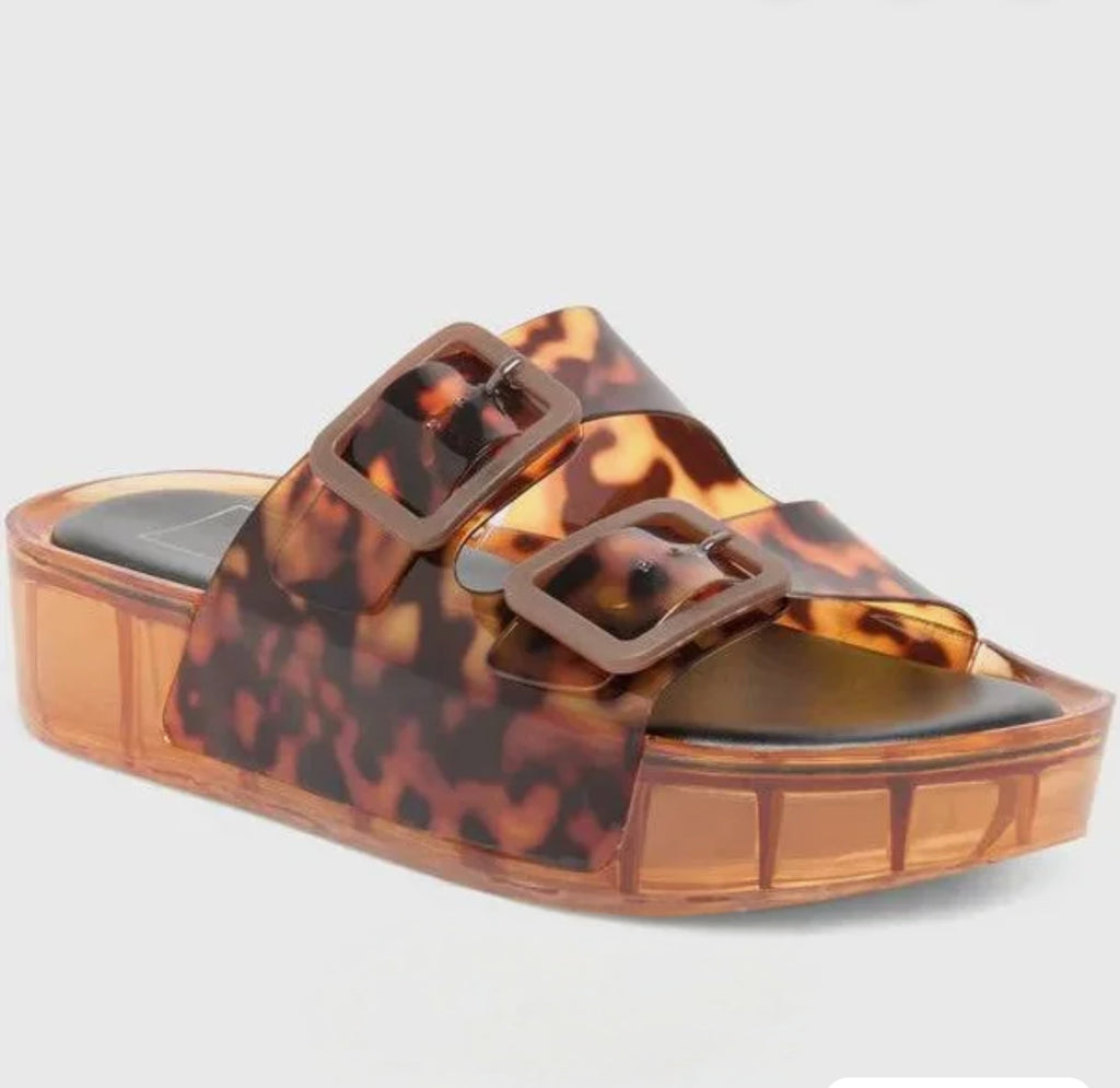 Dolce Vita Julio X Platform Sandals | Tortoise Women's Double Strap Slides