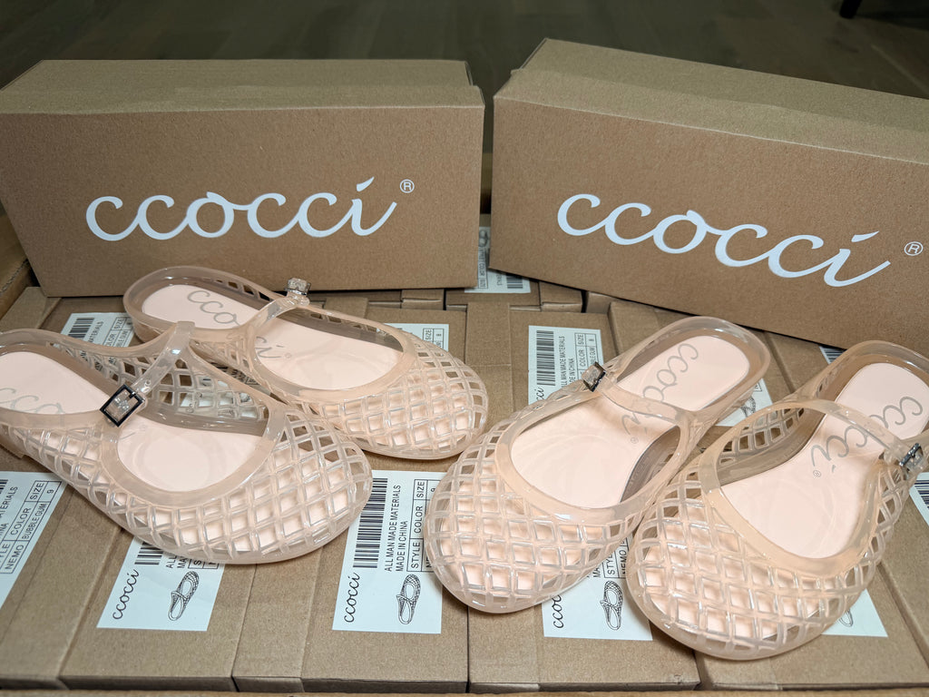 CCOCCI NEMO Jelly Mary Jane Flats with Woven Lattice Mesh Design - Pink