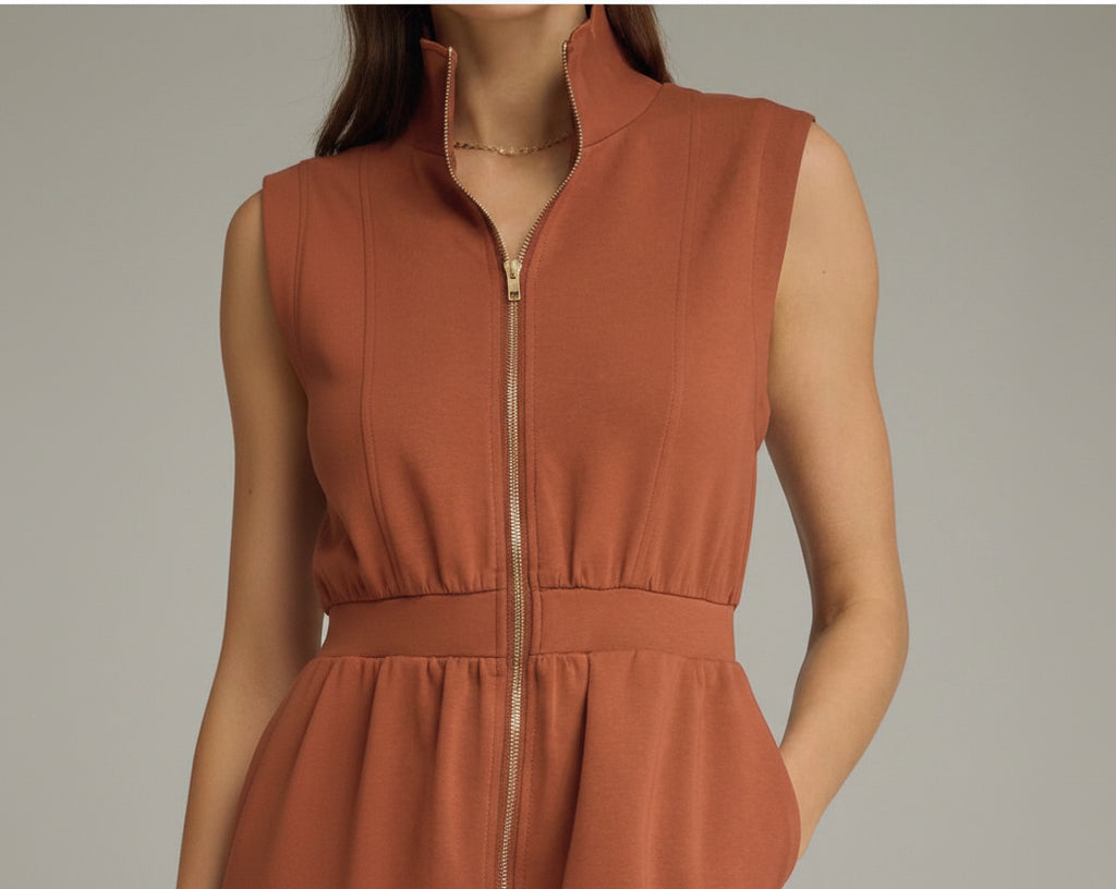 ENTRO | Women’s Solid Sleeveless Mini Dress with Scallop Collar