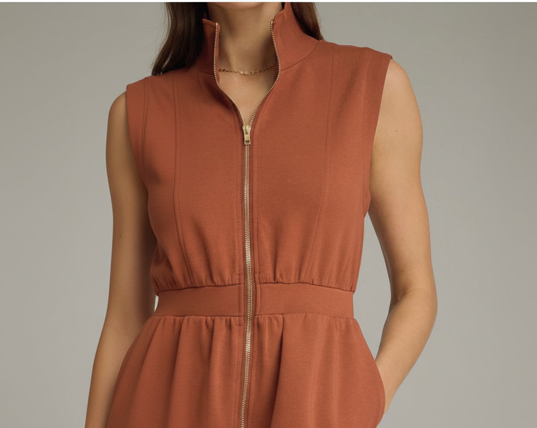 ENTRO | Women’s Solid Sleeveless Mini Dress with Scallop Collar