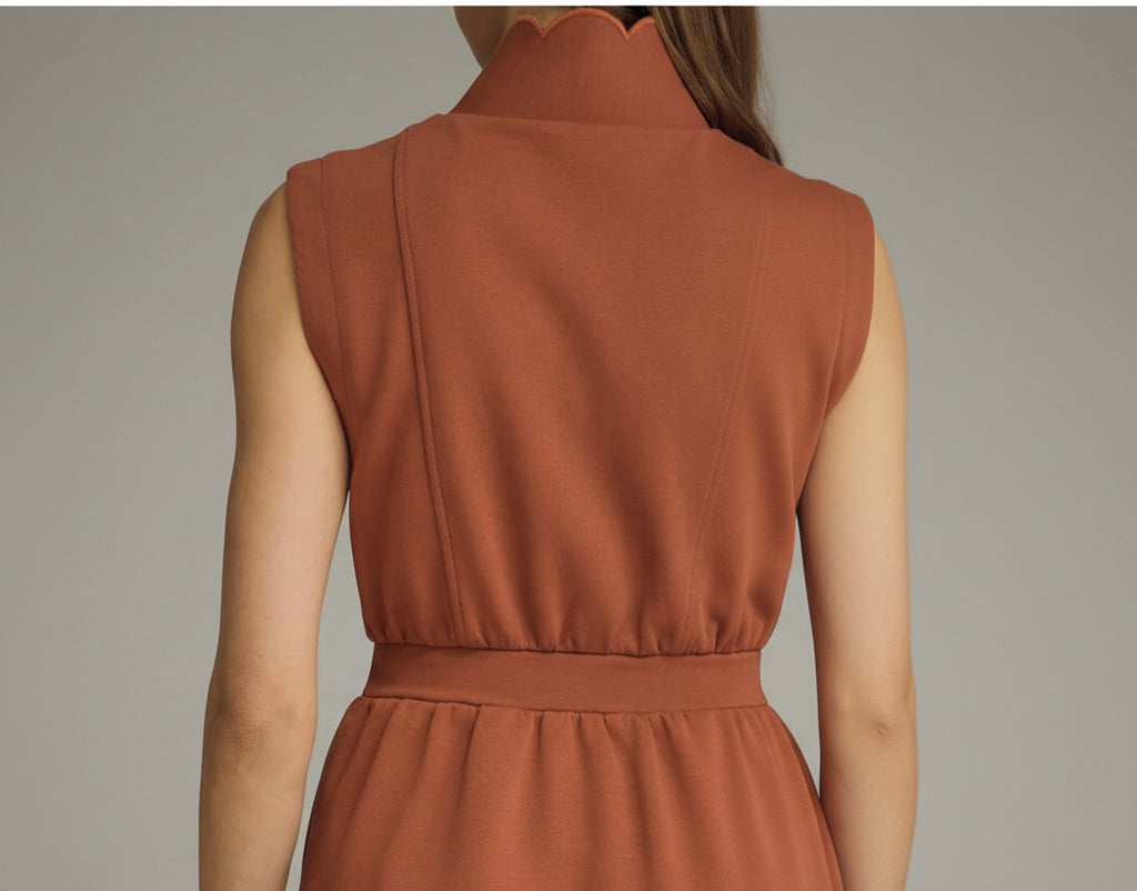 ENTRO | Women’s Solid Sleeveless Mini Dress with Scallop Collar