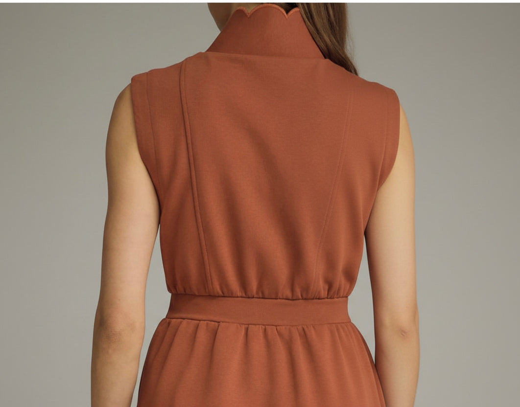 ENTRO | Women’s Solid Sleeveless Mini Dress with Scallop Collar
