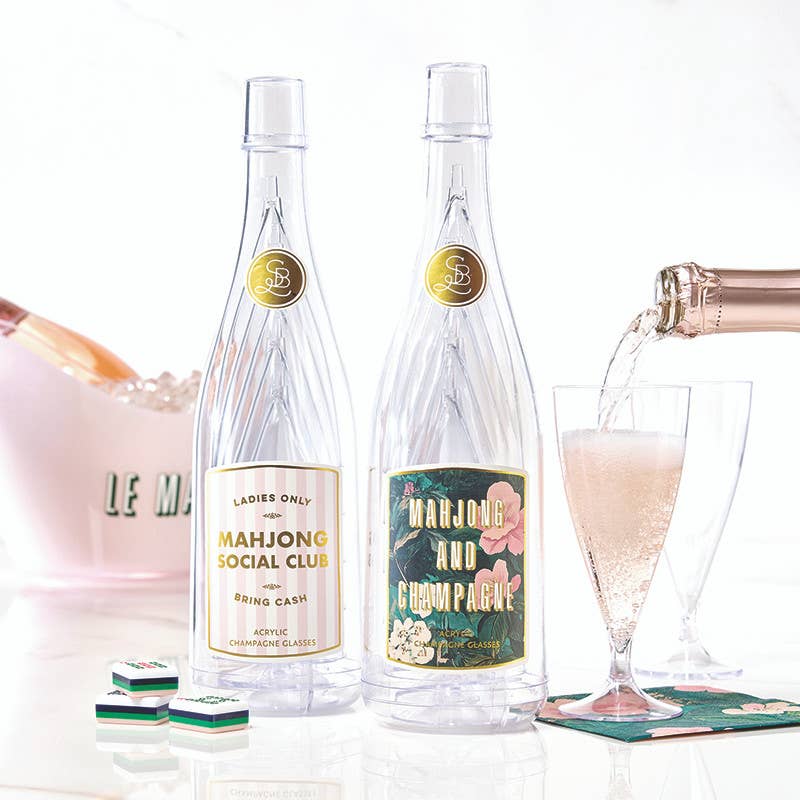 Mahjong Social Club Acrylic Champagne Bottle & Glasses Set