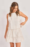 Heartland Side Tie Sleeveless Top: Cream Multi Floral Tank