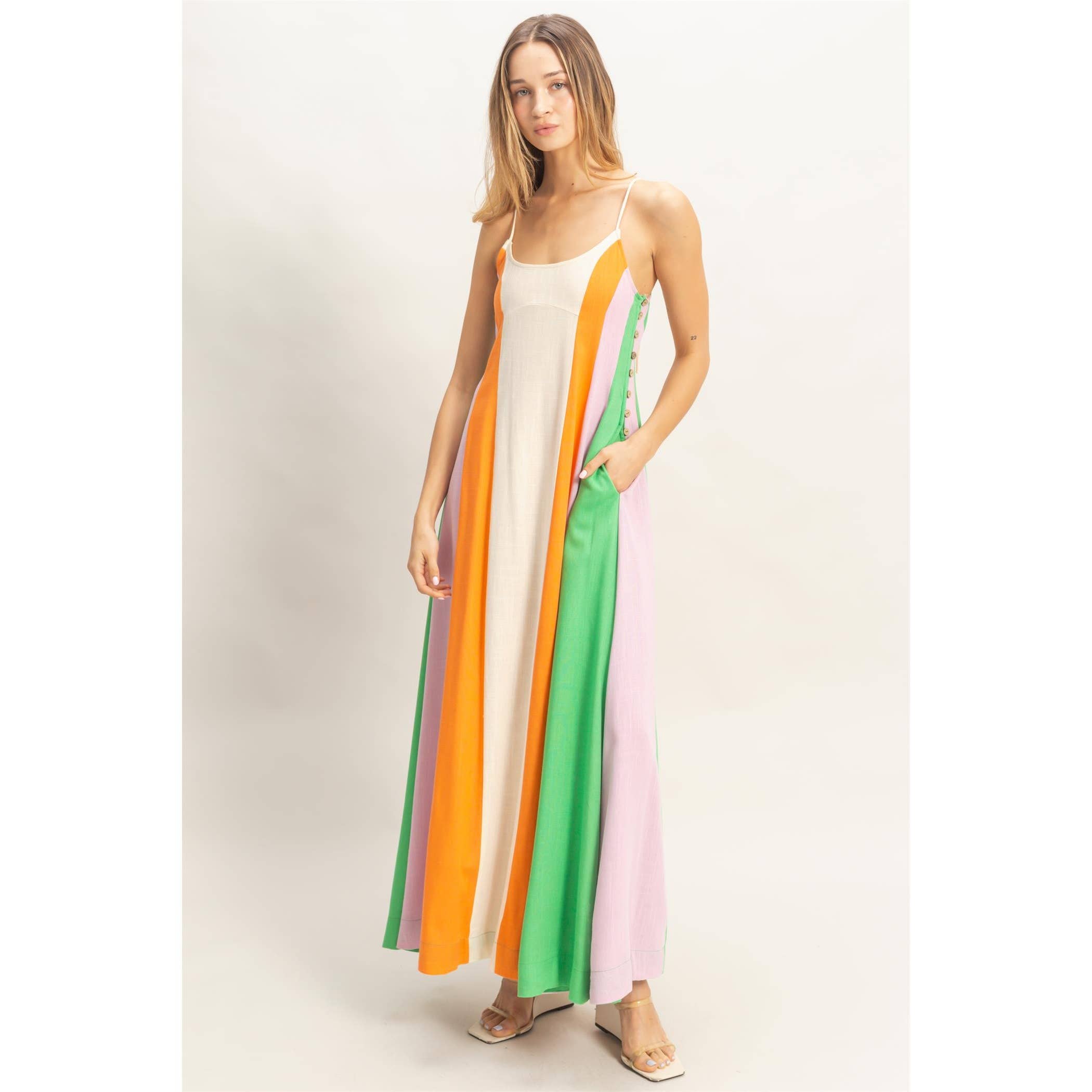 Strappy Colorblock Maxi Dress