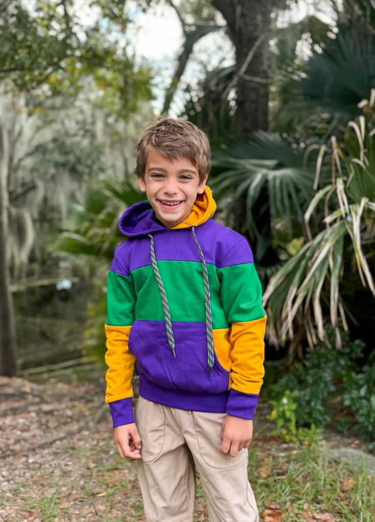 Mardi Gras Creation - Rugby Wide Panel Youth Hoodie: S (6/7T)