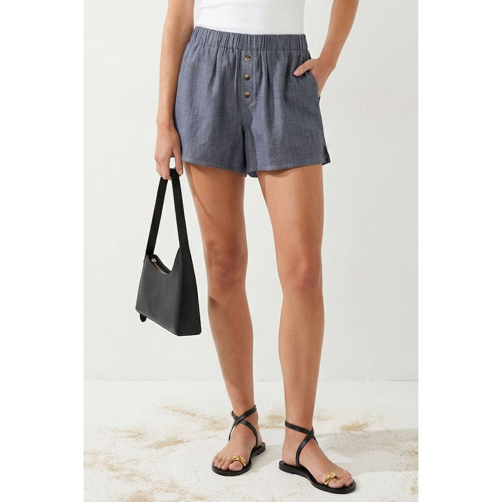 Denim Effortless Pull-On Woven Textured Shorts