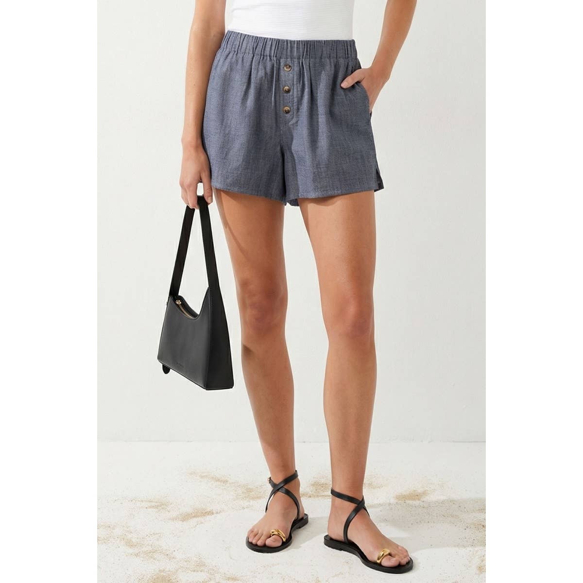 Denim Effortless Pull-On Woven Textured Shorts