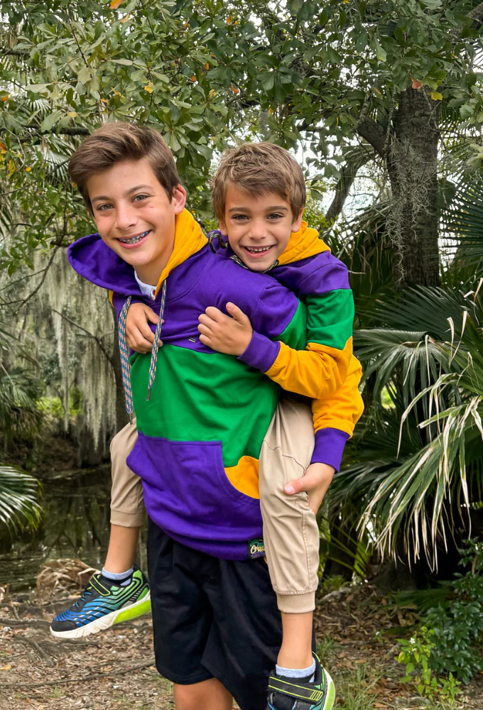 Mardi Gras Creation - Rugby Wide Panel Youth Hoodie: S (6/7T)