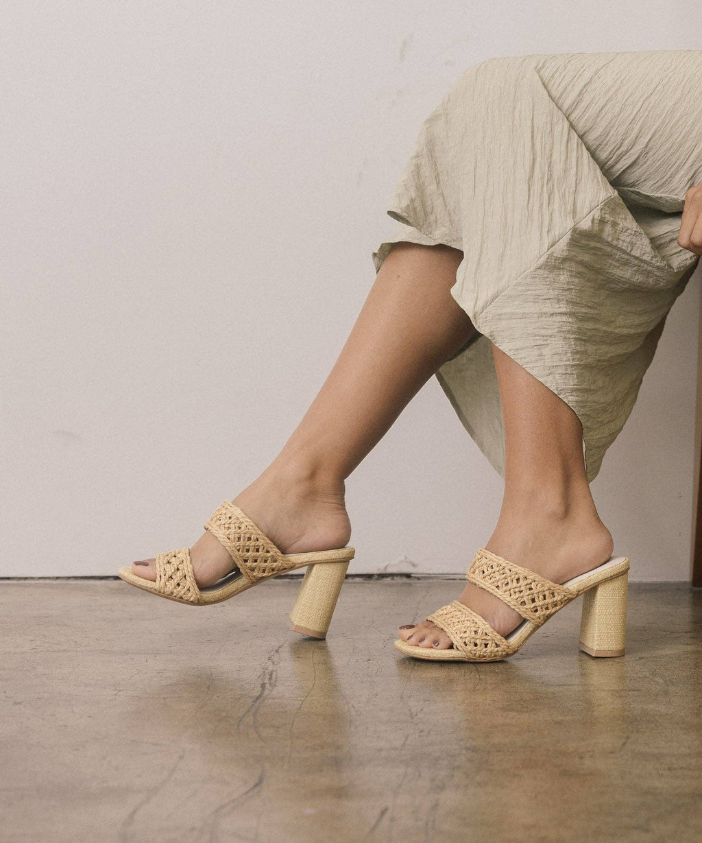 Oasis Society The Barbara Heel | Wheat Woven Double Band Block Heel Sandals