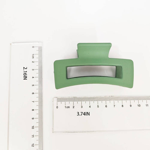 3.35" Minimalist Rectangle Hair Claw Clip_CWAHA0088: DARKGREEN / (OS) 5