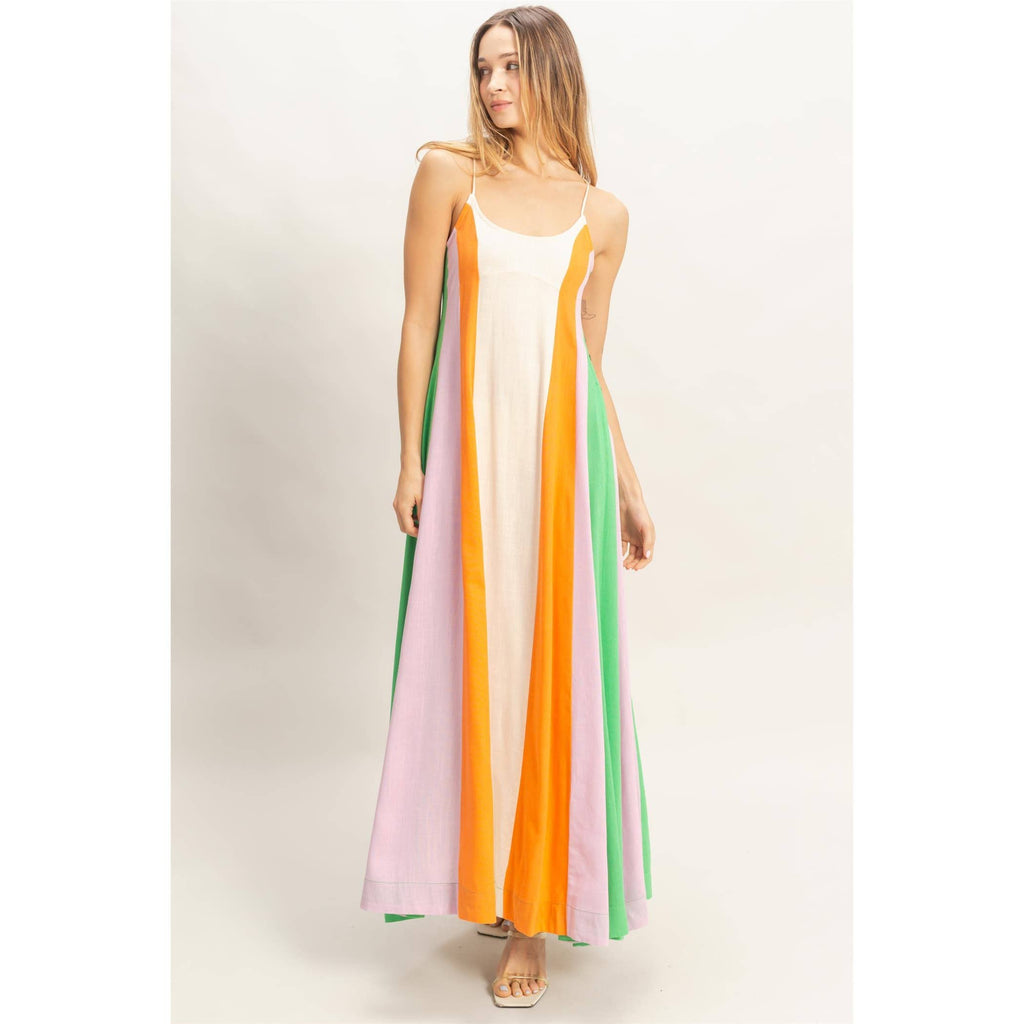 Strappy Colorblock Maxi Dress